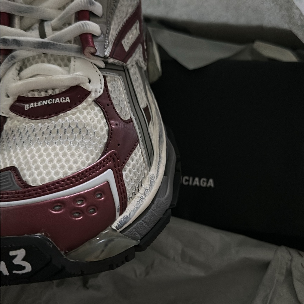 Balenciaga Burgundy and White Sneakers
